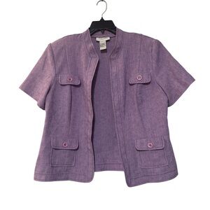 Y2K Sag Harbor Lavender Purple Blazer Linen-Like Suit Jacket Preppy - Size 16